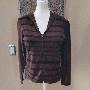 Sag Harbor Striped Zip-Up Hoodie